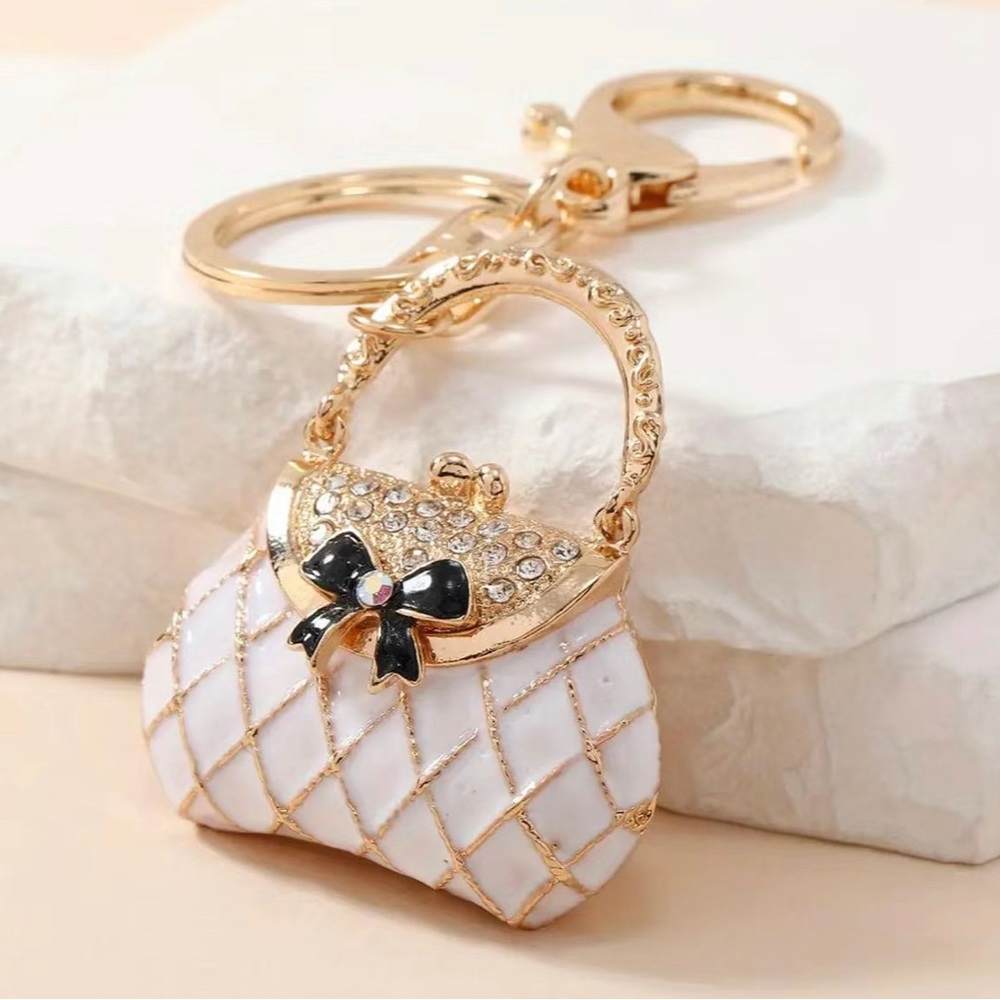New Creative Cute Artificial Diamond-inlaid Metal Mini Handbag Keychain